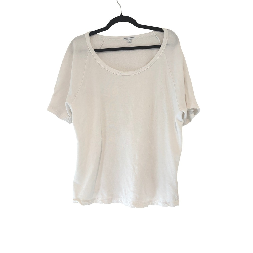 James Perse sz 2 supima cotton minimalist scoop neck short sleeve shirt O